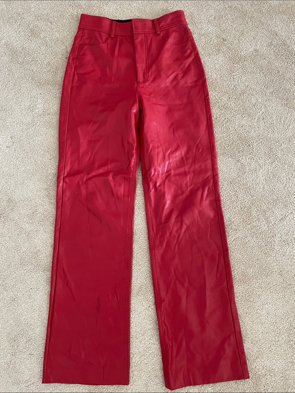 A.L.C faux leather pants blood red high waist straight leg size 2 Xs/s party